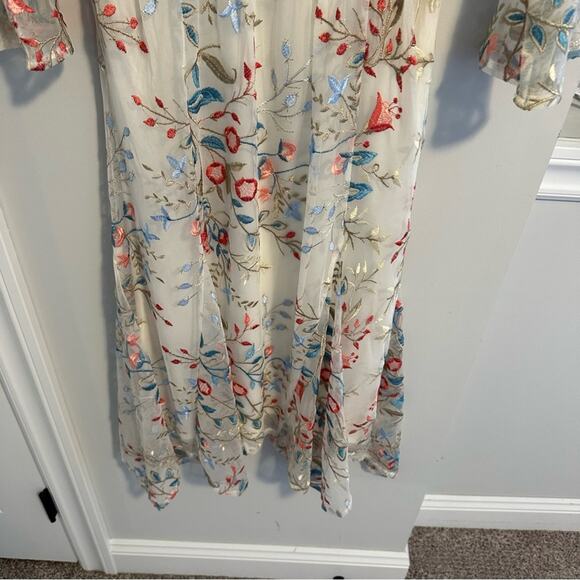 NWT Reba White Pink Blue Floral Embroidered Desert Maxi Dress Small - Picture 7 of 14